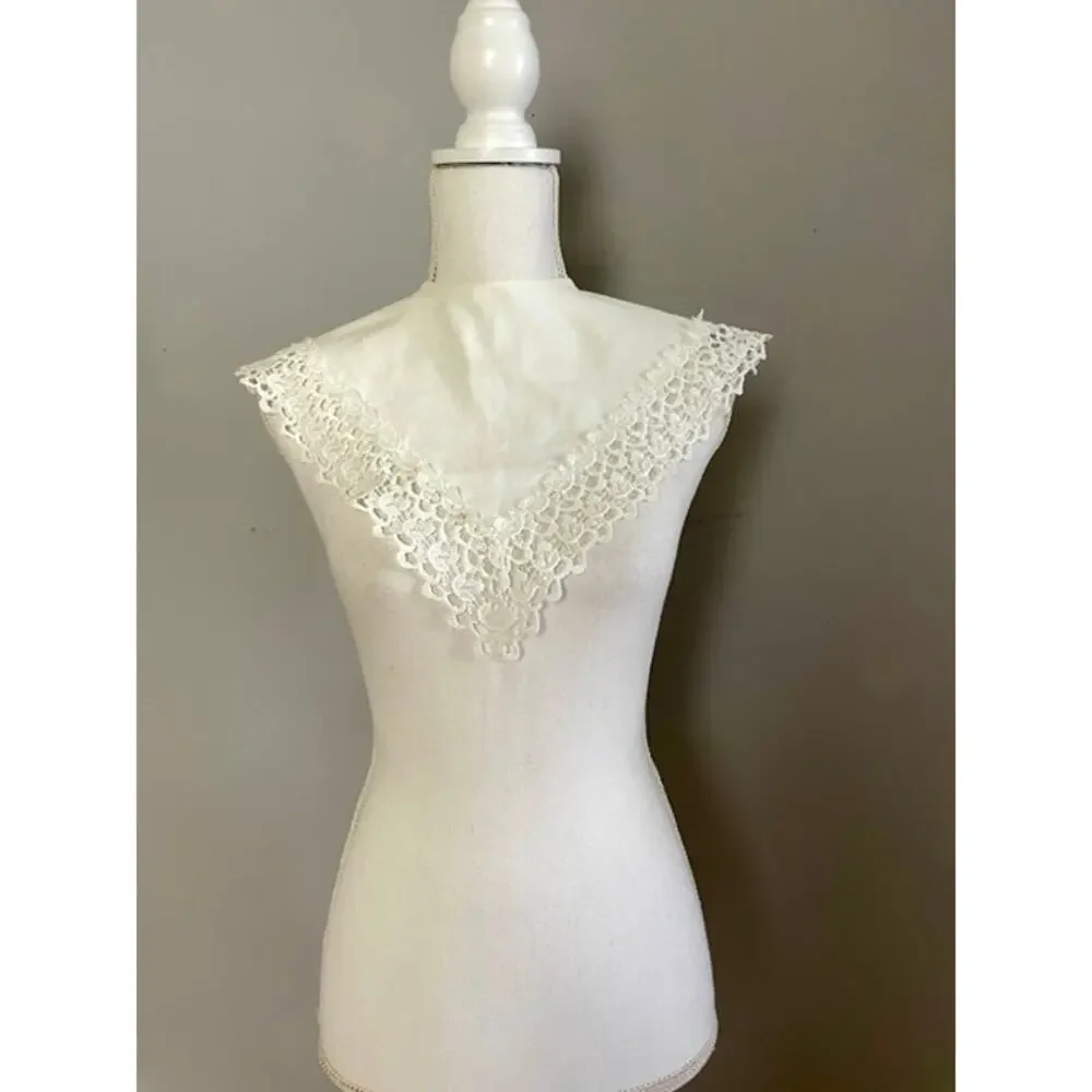 Handmade White Lace Detachable Cape Collar Victorian Cottagecore French Country